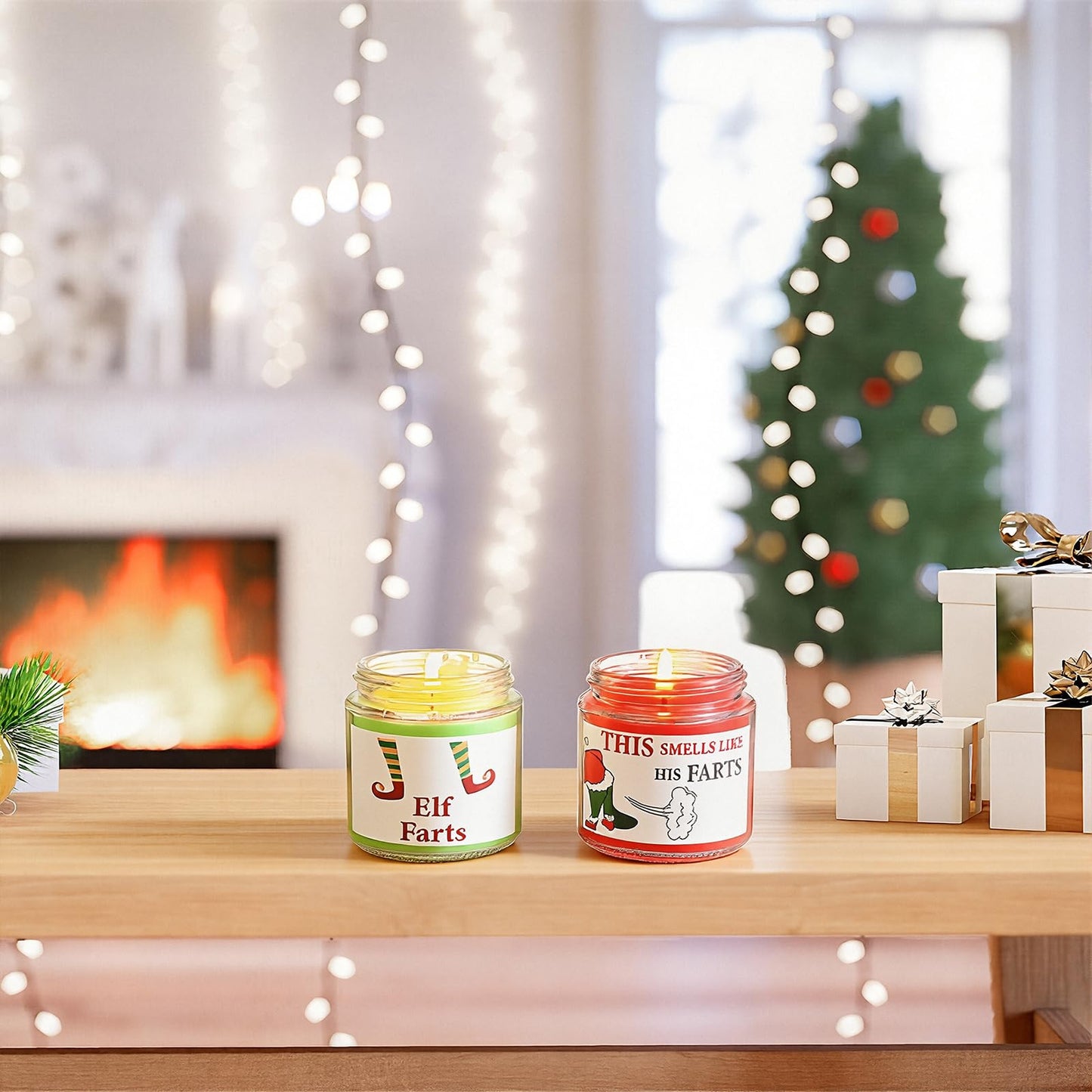 4 Pack Christmas Scented Candle, 3.5 oz Handmade Winter Candles Mini Christmas Candle Set Soy Fir Wax Holiday Candles for Women Xmas Winter Holiday Gift