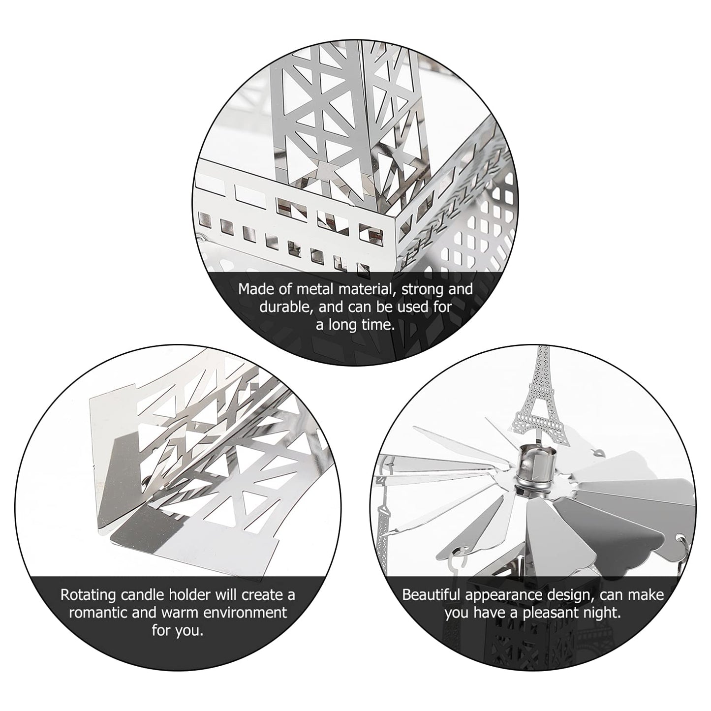 Uonlytech 1pc Rotating Eiffel Tower Candle Holder Elegant Metal Candlestick Table Decor for Home Weddings and Special Occasions Unique Romantic Centerpiece