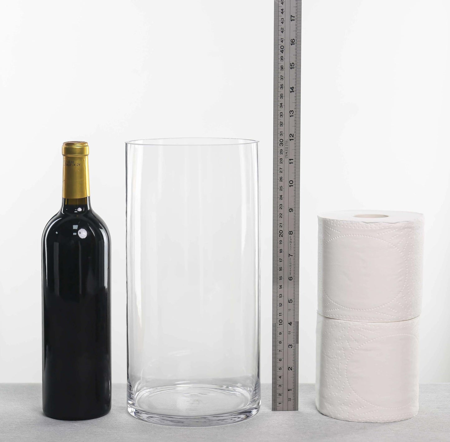 CYS EXCEL (H:12" D:6") Large Cylinder Clear Glass Vase for Wide Bouquet Flower Vase Centerpieces Display Hurricane Floating Candle Holder