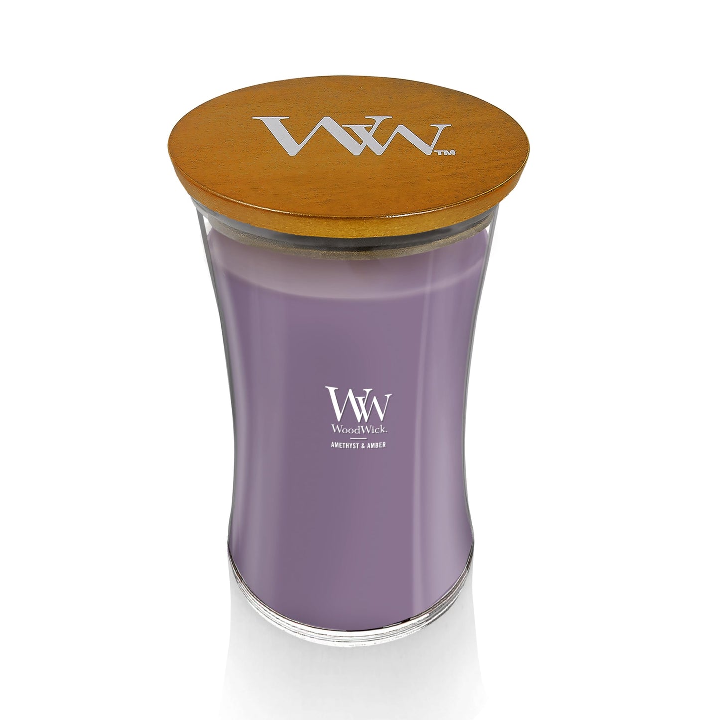 WoodWick Amethyst & Amber Gifts for Women and Men, 21.5 oz Large Hourglass Candle with Crackling Wick