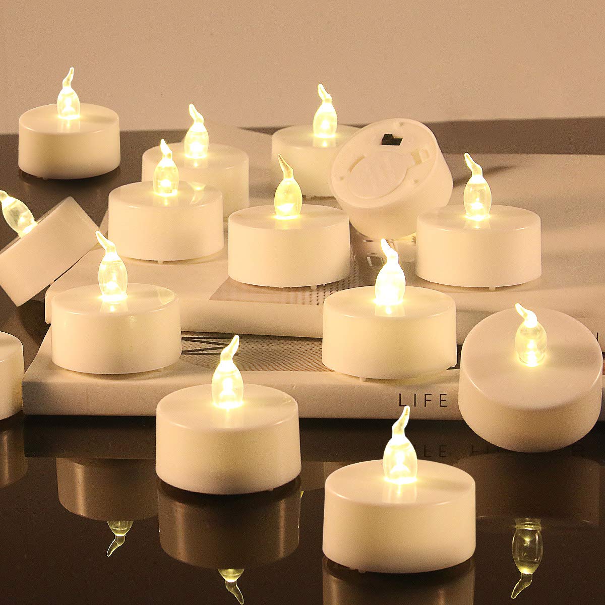 GameXcel Flameless LED Tealight Candles, 30 Pack Battery Operated Flickering Tea Lights Fake Candles Unscented Realistic Warm Electric Votive Candles for Wedding Holiday Party Home Christmas Decor