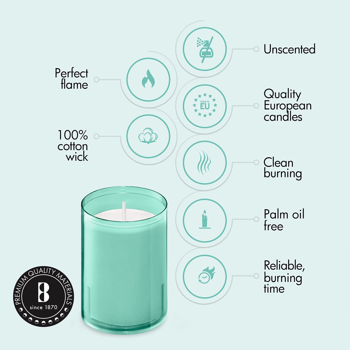 BOLSIUS 24 Hour Votive Candles - 20 Pack Wedding Candles in Green Unbreakable Plastic Cups - Premium European Quality - Unscented Smooth and Smokeless Relight Candles