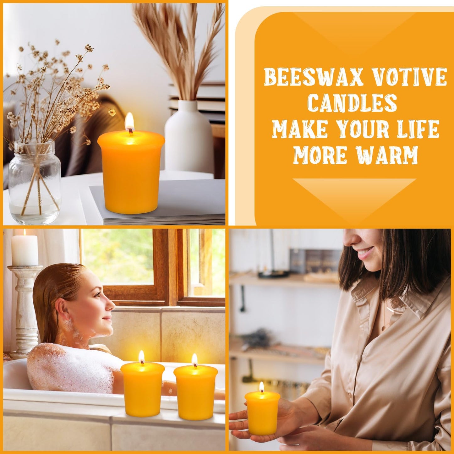 36 Pack Votive Candles 15 Hour Burn Time Pure Beeswax Tealight Candles Bulk Smokeless Bees Wax Votive Candle Unscented Bees Wax Candle for Home Room Table Centerpiece Wedding Party Spa Gift