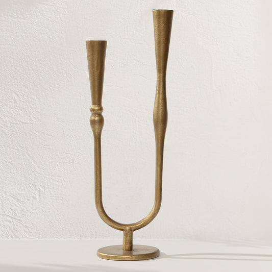 Cast Iron Candelabra, Antique Brass Metal Candlestick Holder, Elegant Wedding & Event Candle Stand, Vintage Decorative Candelabra for Home & Dining Room