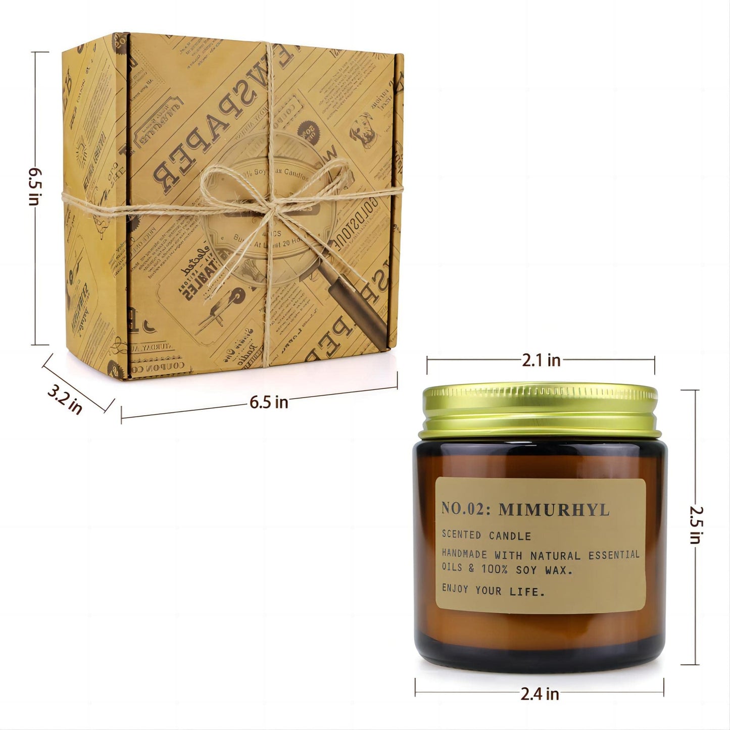 YFYTRE 4 Pack Scented Candle Set Soy Wax Candles, Aromatherapy Candles for Home Decoration, Jar Candles Gift for Women Mother with Amber Glass Jars and Kraft Wrapping