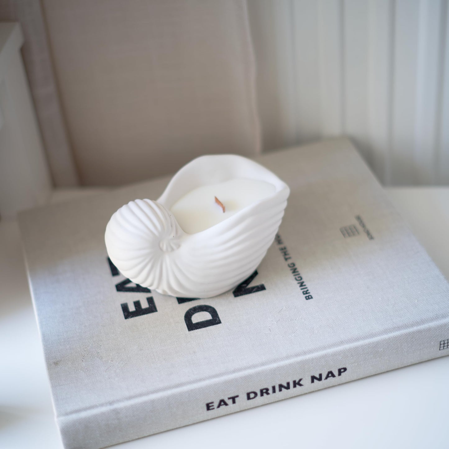 Gladsome® Concrete Sea Shell Jar Candle | Velvet Rose Aroma | 12+Hours Burn Time | Perfect for Home Decor & Gifting (J)