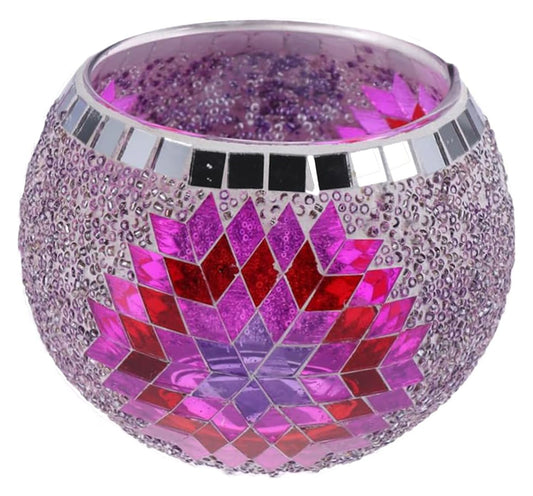 Maimeili Vintage Mosaic Glass Romantic Stained Votive Scented Candle Holder Base Tealight Candles Elegant Home Table Decor(NO Candles) for Wedding Party Christmas Church