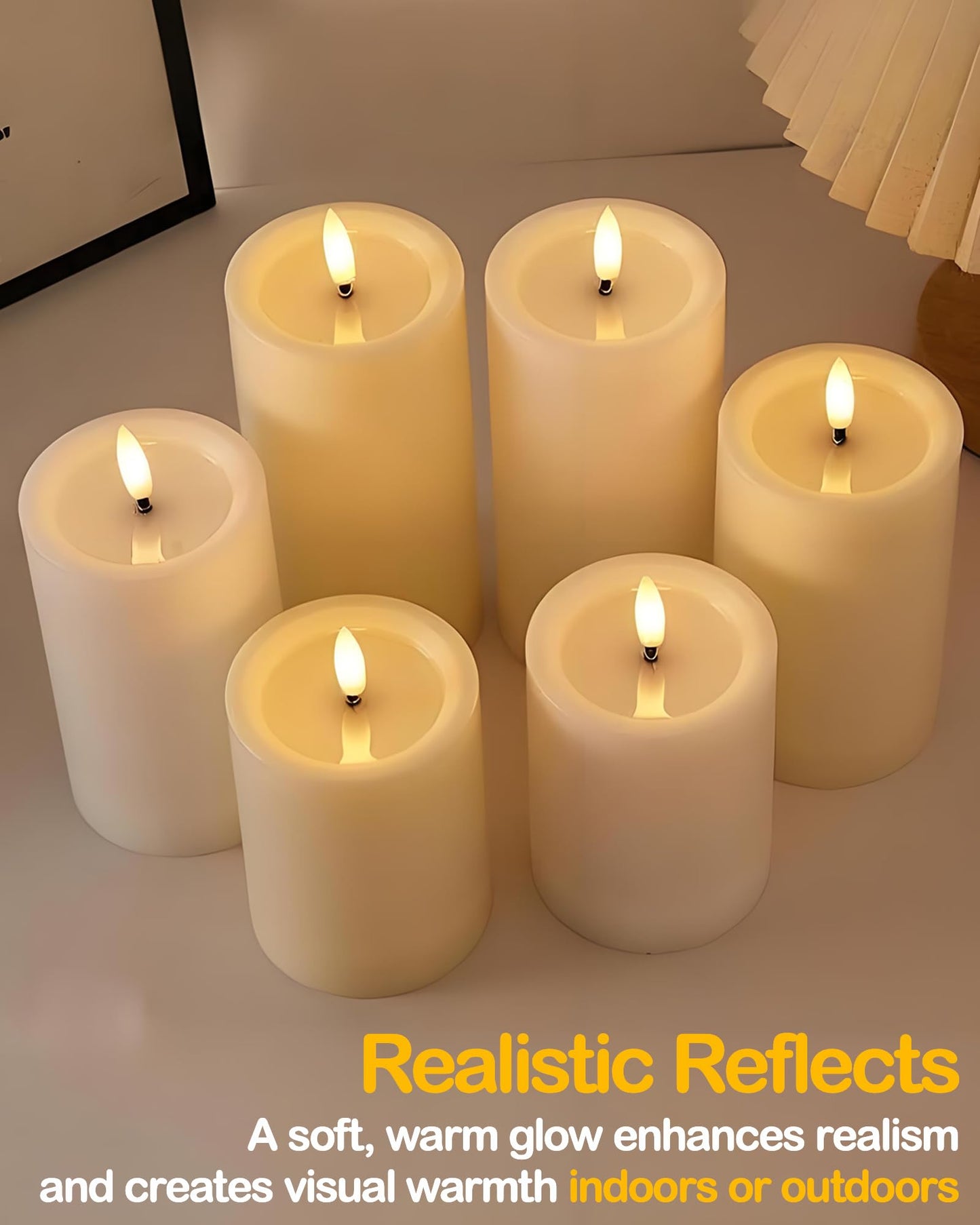 Gmnee 3"x6" Outdoor Waterproof Flameless Candles with Remote and Timers, LED Candles, Battery Operated Candles, Electric Fake Pillar Candles for Patio Porch, and Lanterns Decor (Ivory, Plastic)
