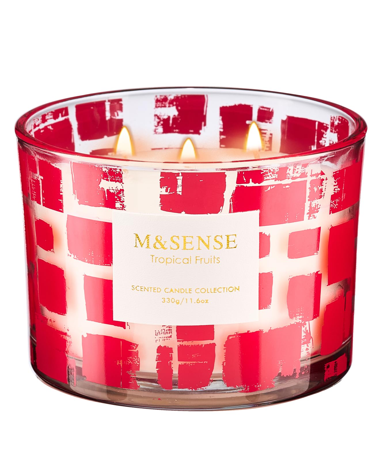M&SENSE Tropical Fruits Scented Candle,11.6oz Natural Soy Wax, Non Toxic for Home, 3 Wick Jar Candle, Up to 60 Hours Burn time,Housewarming Gifts for Women&Men