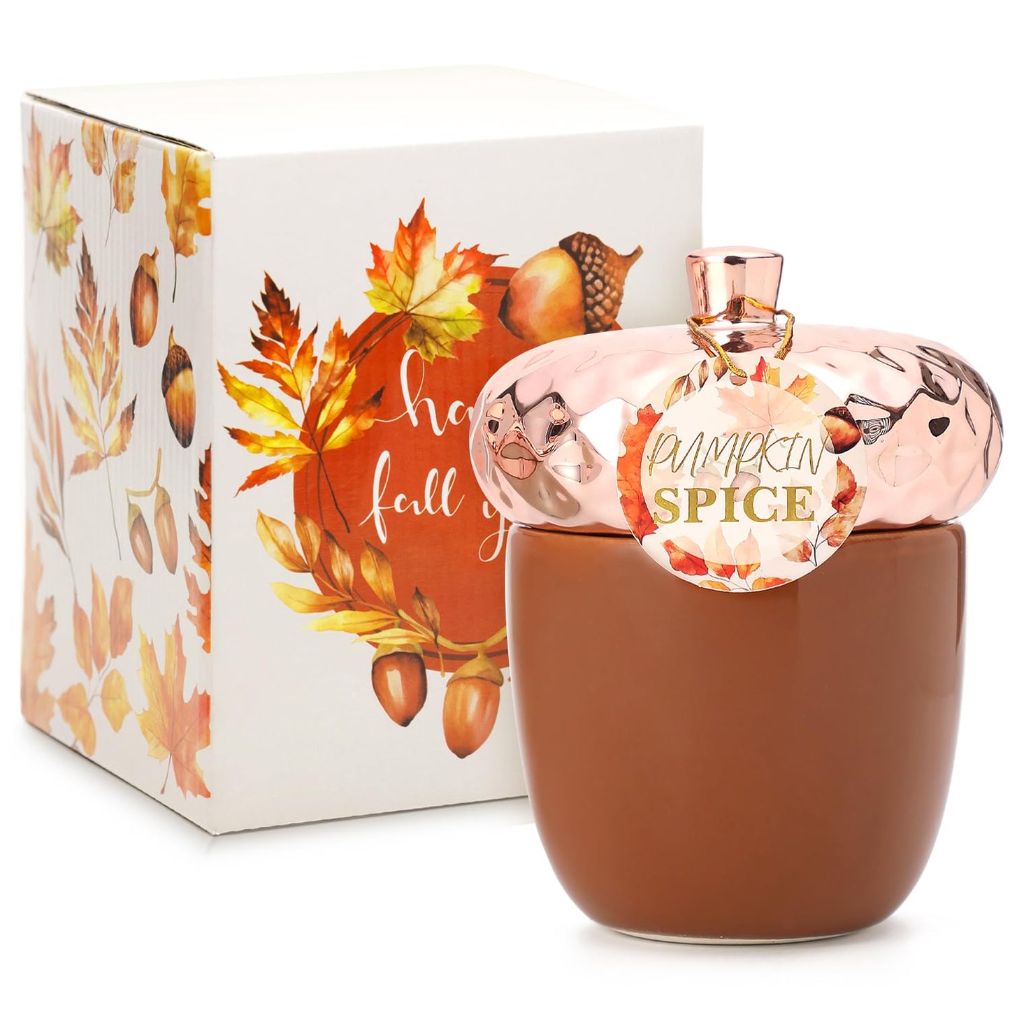 Thanksgiving Scented Candle, Pumpkin Spice Scented Candle, 6OZ Acorn Shaped Candles, Ceramic Jar Candles, Autumn & Thanksgiving Gift, Cozy Home Gift
