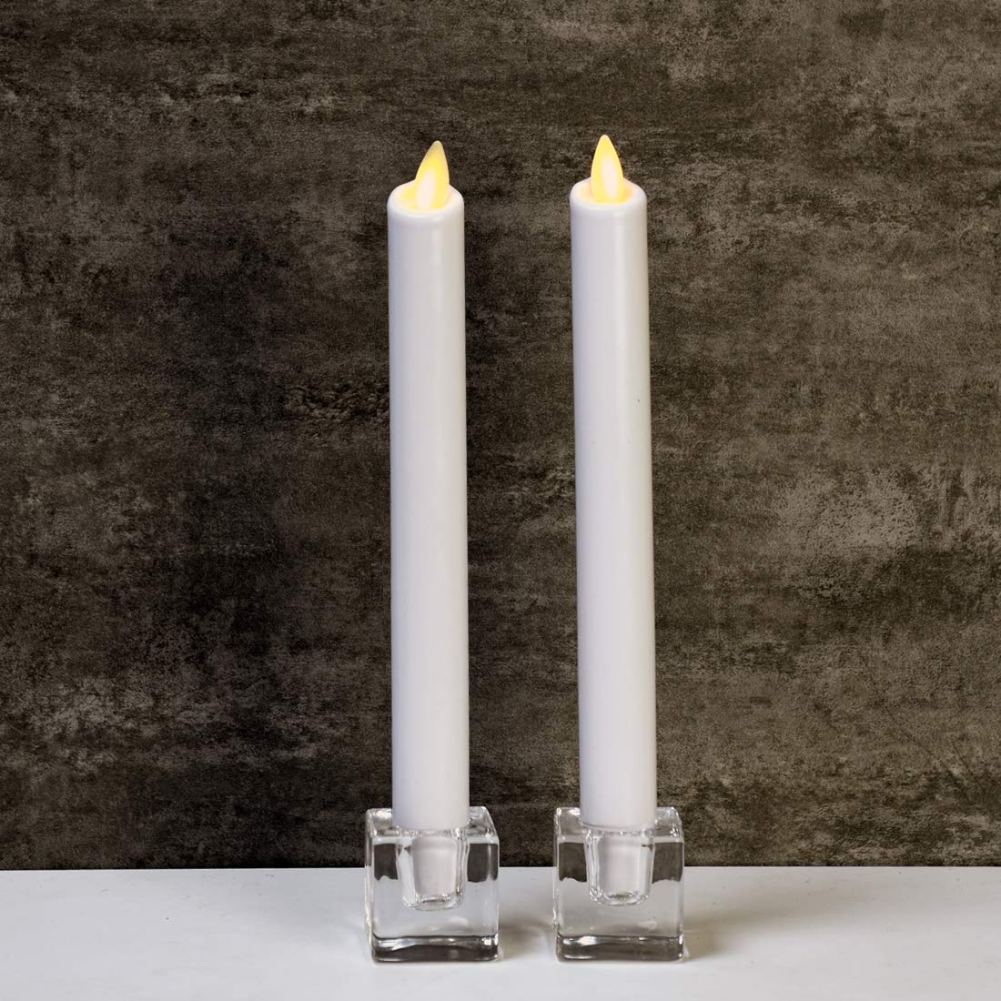 Aglary 4PCS Square Glass Taper Candle Holders for Table Centerpiece. Decorative Crystal Candle Stick Holder Sets. Candle Stand for Wedding, Dinning, Party.
