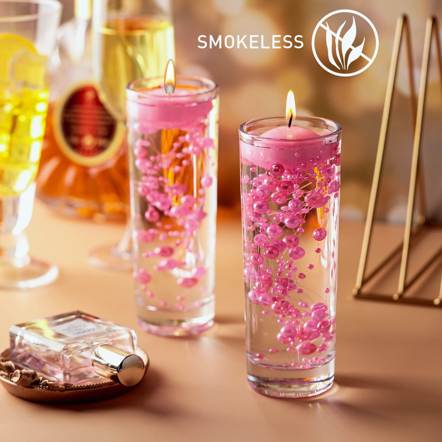 Nuanchu 12 Pieces 1. 65 Inch Floating Candles for Wedding Centerpiece, Small Unscented Floating Round Tealights Metallic Smooth Wax Disc Candles for Graduation Dinner Home Decor(Pink)