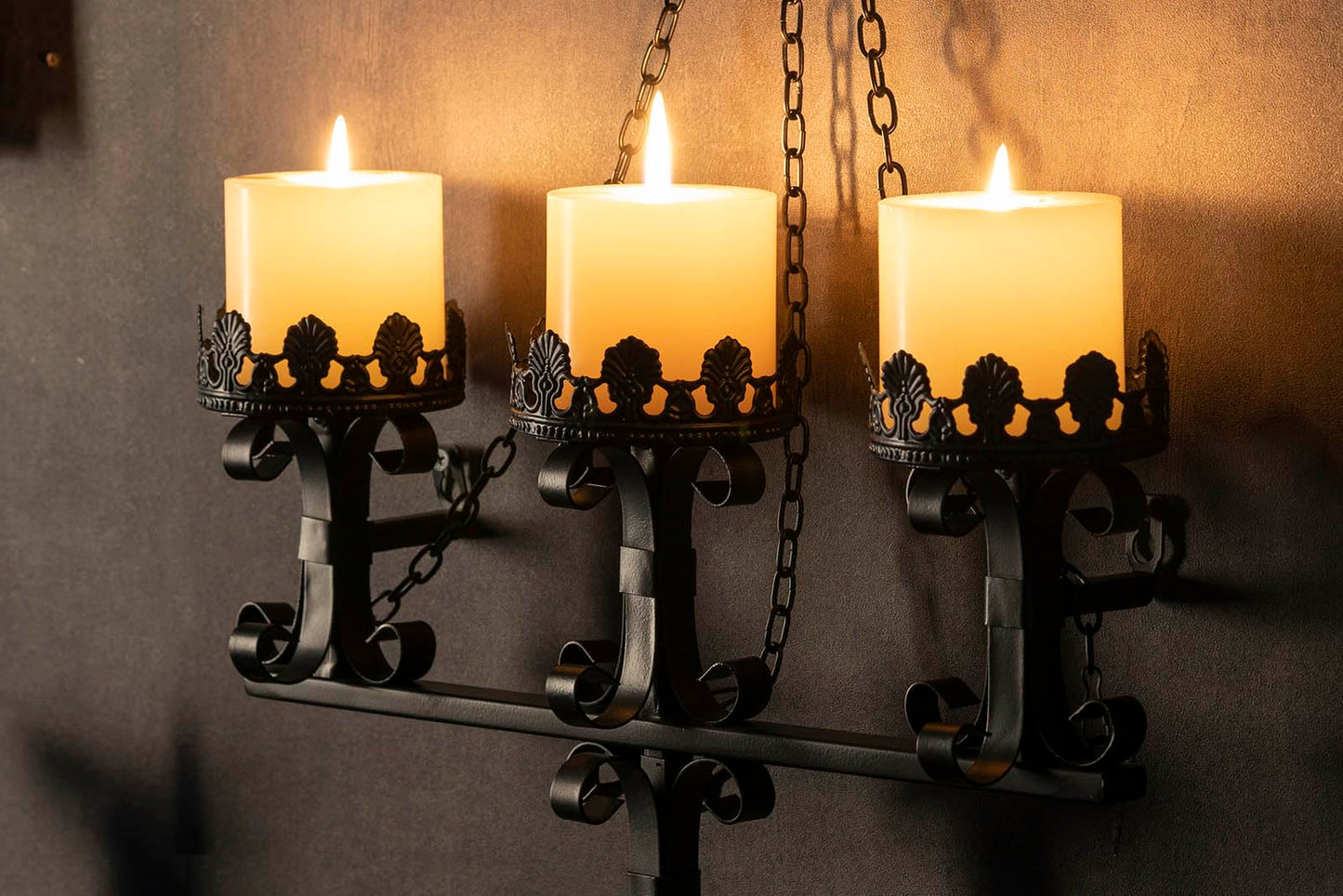 Black Wall Candle Sconces,3 Iron Candelabra,Gothic Victorian Decor,Rustic wall Candle Holder for Bathroom,Living Room,Dining Room Indoor Outdoor Use