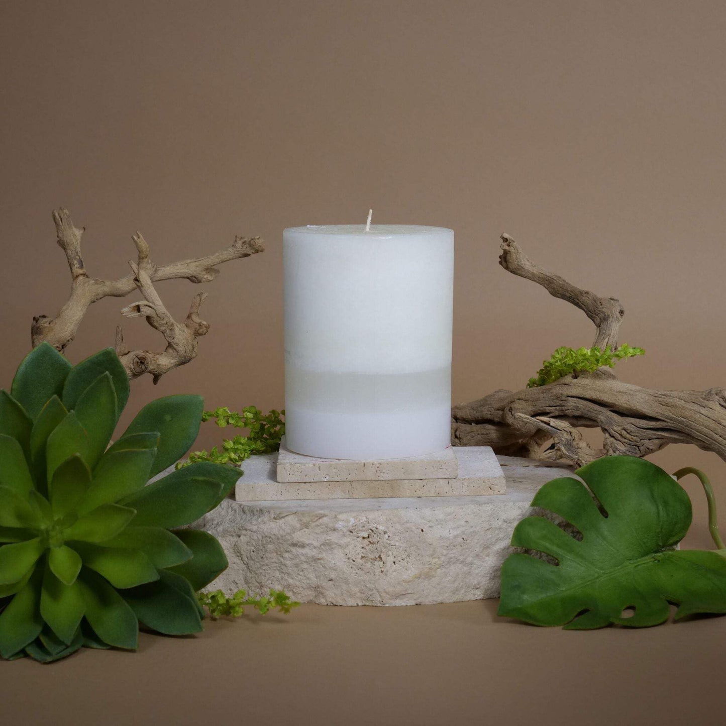 3x3 Scented Pillar Candle – White Tea & Ginger Root, Fresh Clean Fragrance with Warm Spice Notes, Clean Burn Decorative Pillar Candle for Home Décor & Gifting