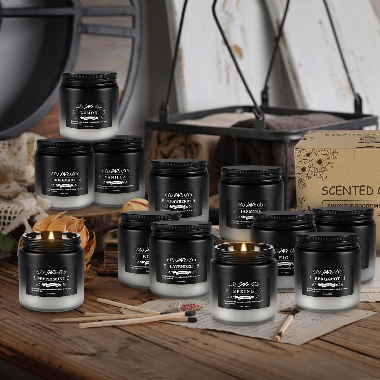 CLTNIKET 12-Pack Scented Candles Set - Men Candles for Home Scented, 3.5oz Soy Wax, Long Lasting Candle, Soy Candle Gifts Set for Men, Birthday, Valentine, Christmas, Anniversary Present