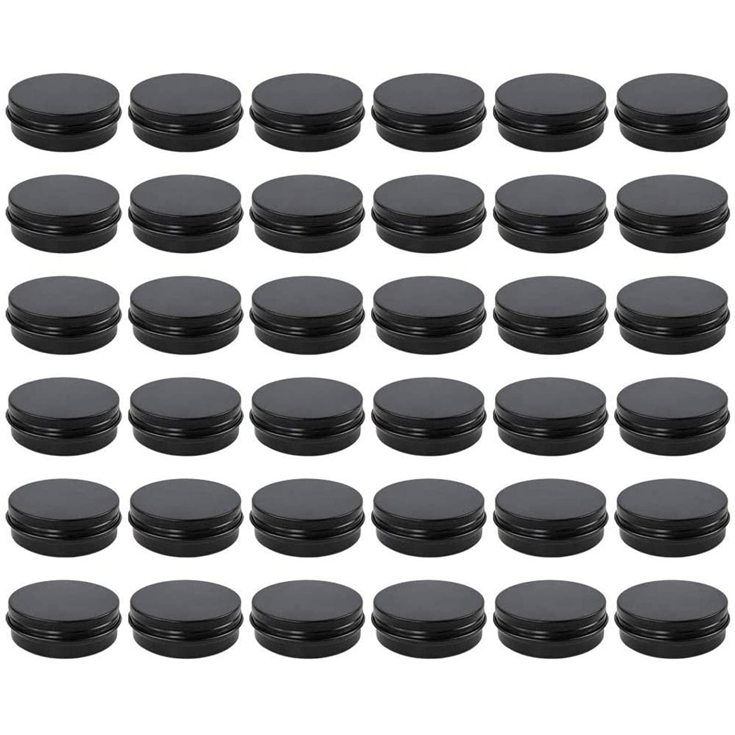 Moretoes 36 Pack Tins, 2 Oz Lip Balm Containers, Black Metal Round Tins Aluminum Cans, Empty Tin with Screw Lids for Salve, Spices or Candies
