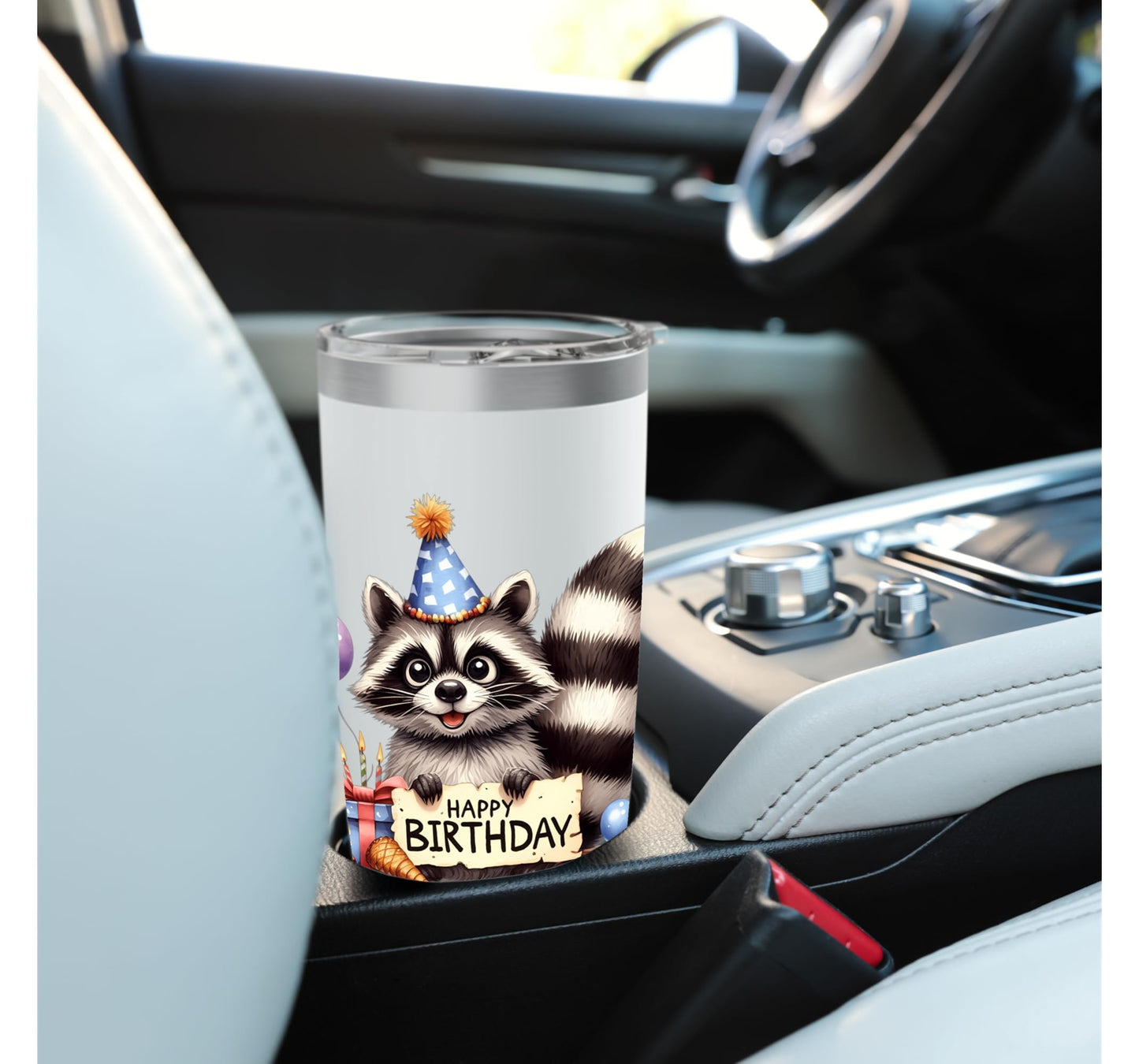 Raccoon Party Animal Celebration Design Stainless Steel Insulated Tumbler