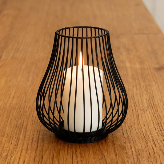 Metal Candle Holder for Pillar Candles, Pumpkin Cage Shape Candlestick Holder, Decorative for Table Centerpiece, Fireplace Mantel & Outdoor Event Christmas Decor