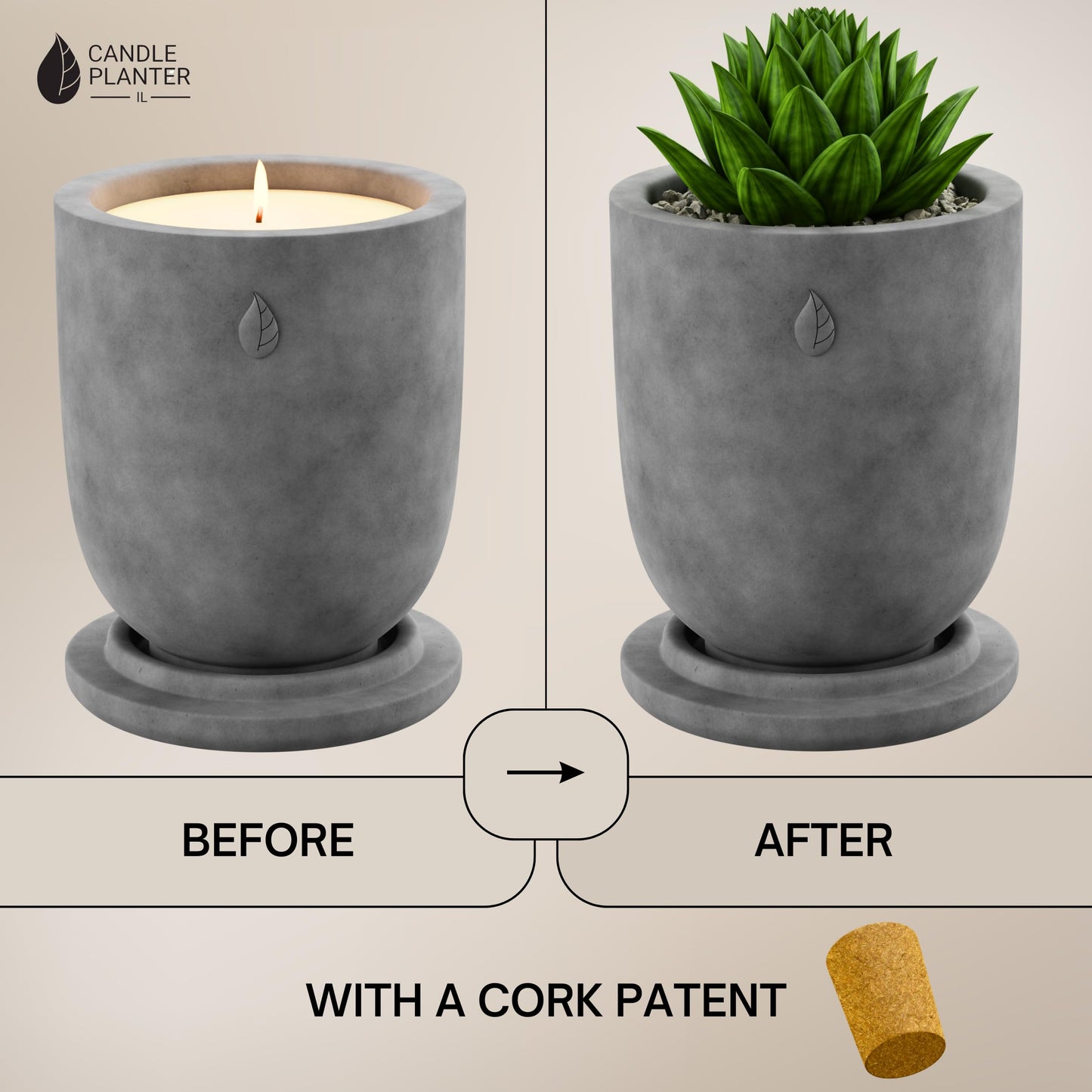 Matani Concrete Cement Candle Planter - Aromatherapy Soy, Dual Purpose Jar (White Vanilla)