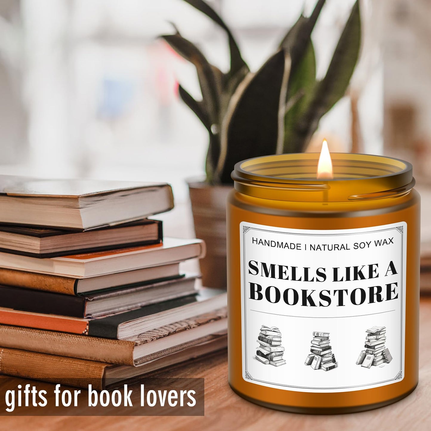 RIZOOCE Book Lovers Candle Gifts, Funny Gift Ideas for Book Lovers, Birthday Bookish Presents for Readers Librarian Bookworms -Old Book Candles (7Oz)