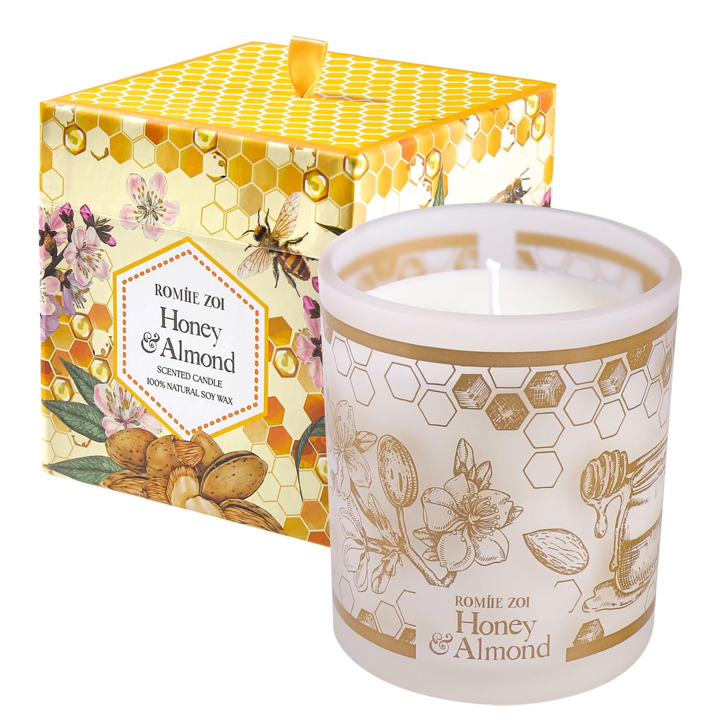 ROMIIE ZOI Aromatherapy Candle - Honey & Almond - 6oz Soy Wax Candle for Birthday Gift for Her…