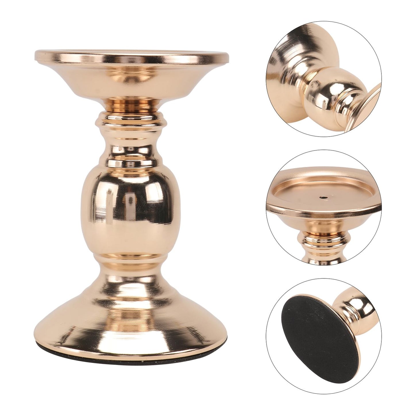LOORGVEL Classic Design Chic Metal Candlestick Holder 16cm Gold Decorative Candleholder for Tabletop Party and Romantic Dinner Ambient Lighting