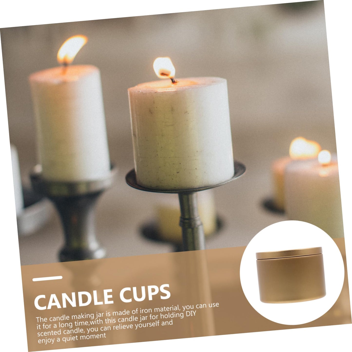 OHPHCALL 3pcs Iron Candle Jars Creative Candle Tins for Craft Making Smooth Portable Design for Tealight Decorative for Friends