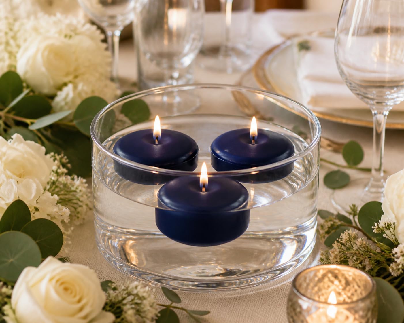 yummi Case of 18 3" Navy Blue Floating Candles