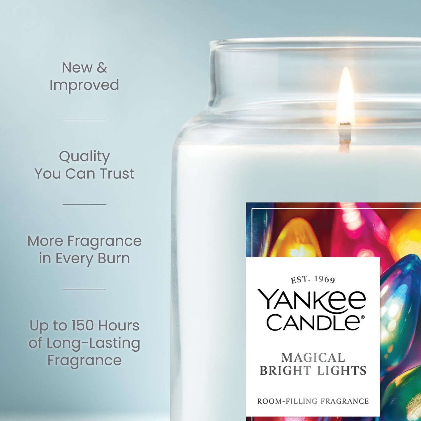 Yankee Candle Magical Bright Lights, Christmas Scented Candle, 22oz Large Jar with up to 150 Hour Burn Time, Giftable