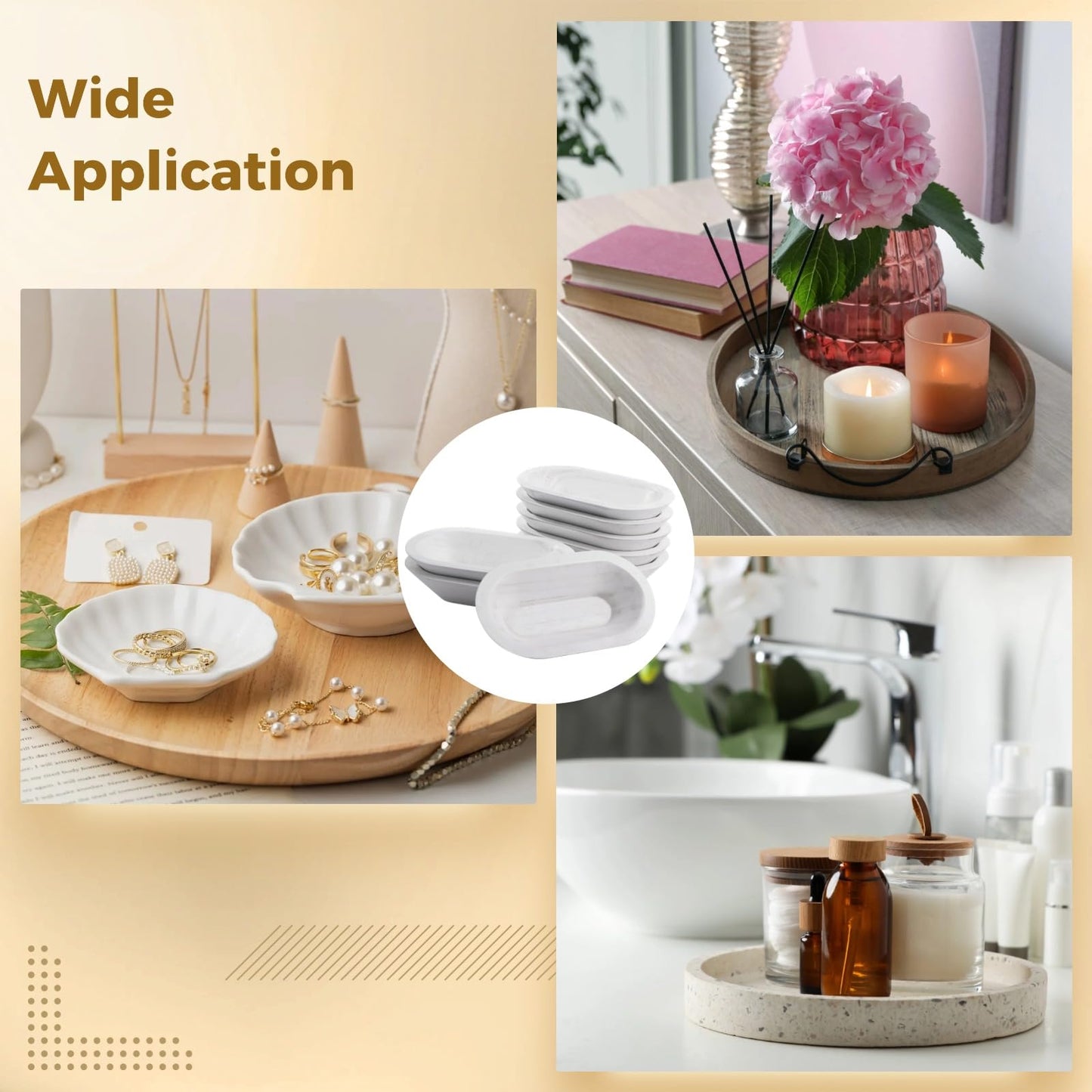 DORMIYA 8 PCS Wooden Dough Bowls, Rustic Wooden Candle Bowl for Decor, Woodens Dowls for DIY Candle Home Crafts Making, Farmhouse Decoration (White-8PCS)