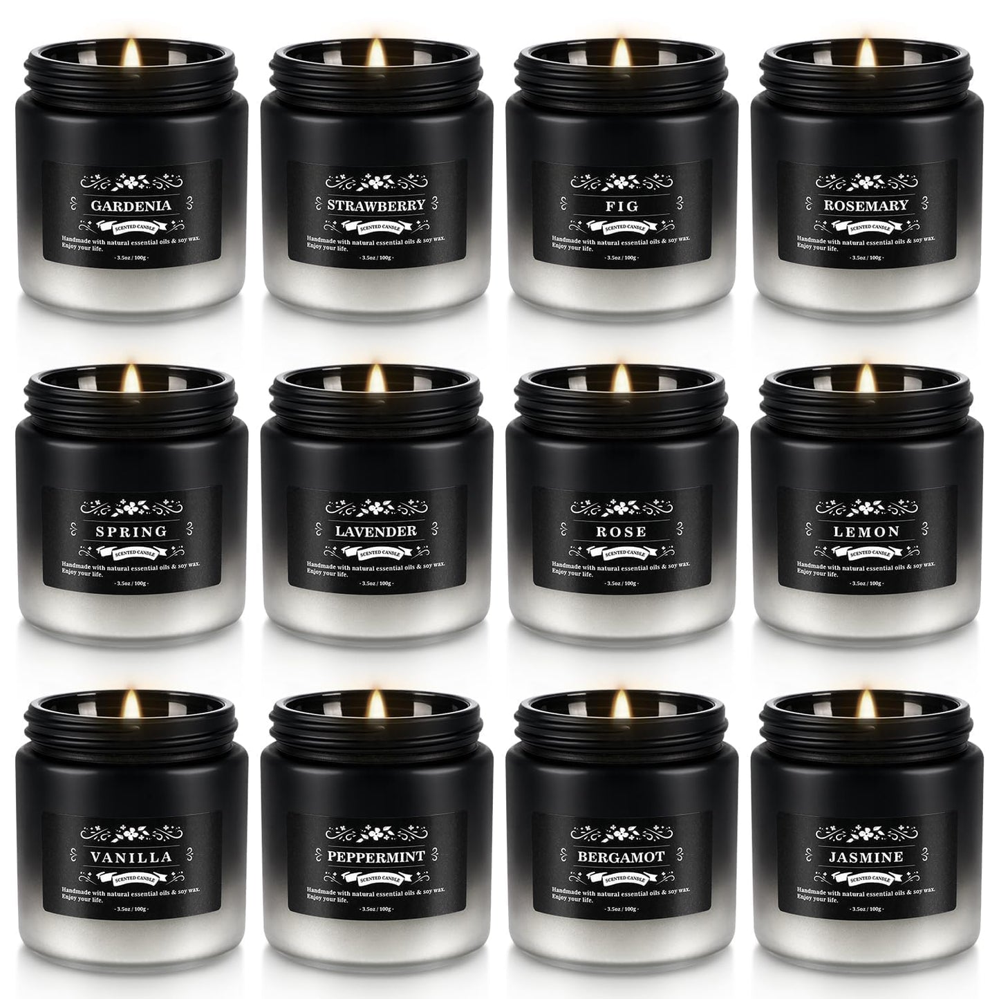12 Pack Scented Candles Gift Set for Men Women - 3.5oz Soy Blend Jar Candles, 150+ Hours Long Lasting Aromatherapy Candle, Gifts for Mom Dad Husband Boyfriend, Mother's Day Birthday Valentine Christma