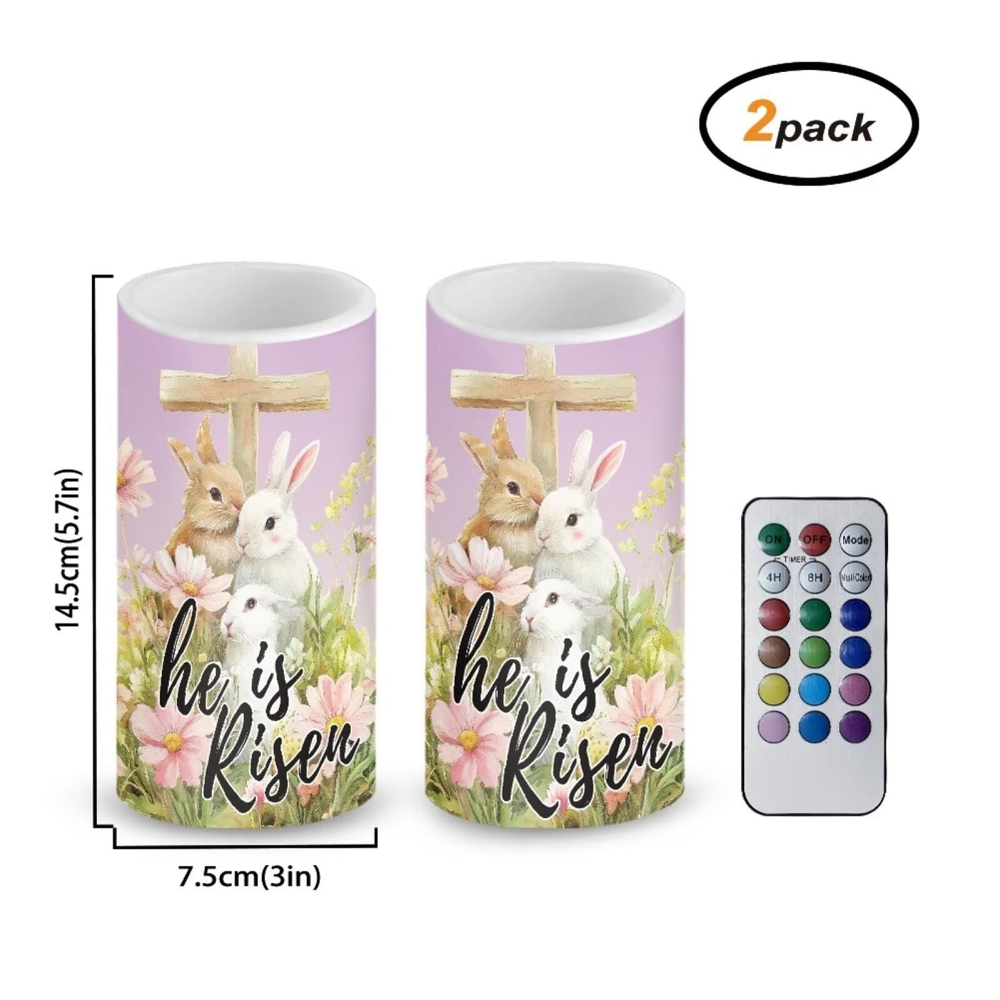Luarisgur Flameless Candles LED Easter Rabbit Cross Decorative Candles Battery Operated Ornage Flickering Candles with 18-Key Remote Timer Pillar for Home Living Room Party Table Decorations