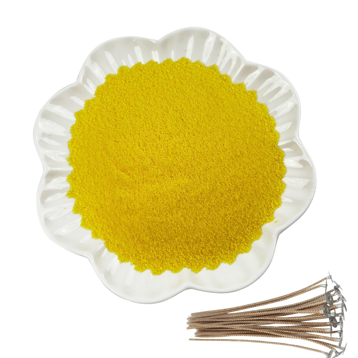 CoolCrafts Sand Wax Candle with Wicks 2 LB Pearled Sand Candle Bulk for Candle Making, Wedding Decor, Crafts - Yellow