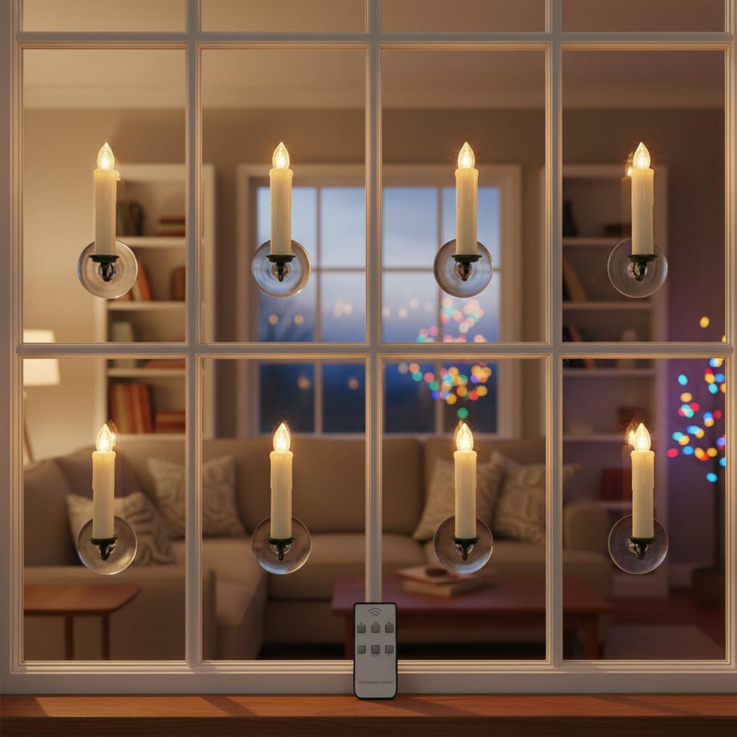 Gedengni Flameless LED Taper Candles with Clips, 4” Battery Operated Window Candles with Remote Timer Mini LED Chandelier Candlesticks for Home Decor Wedding Church Party & Tree Lighting,6 Pack,Beige