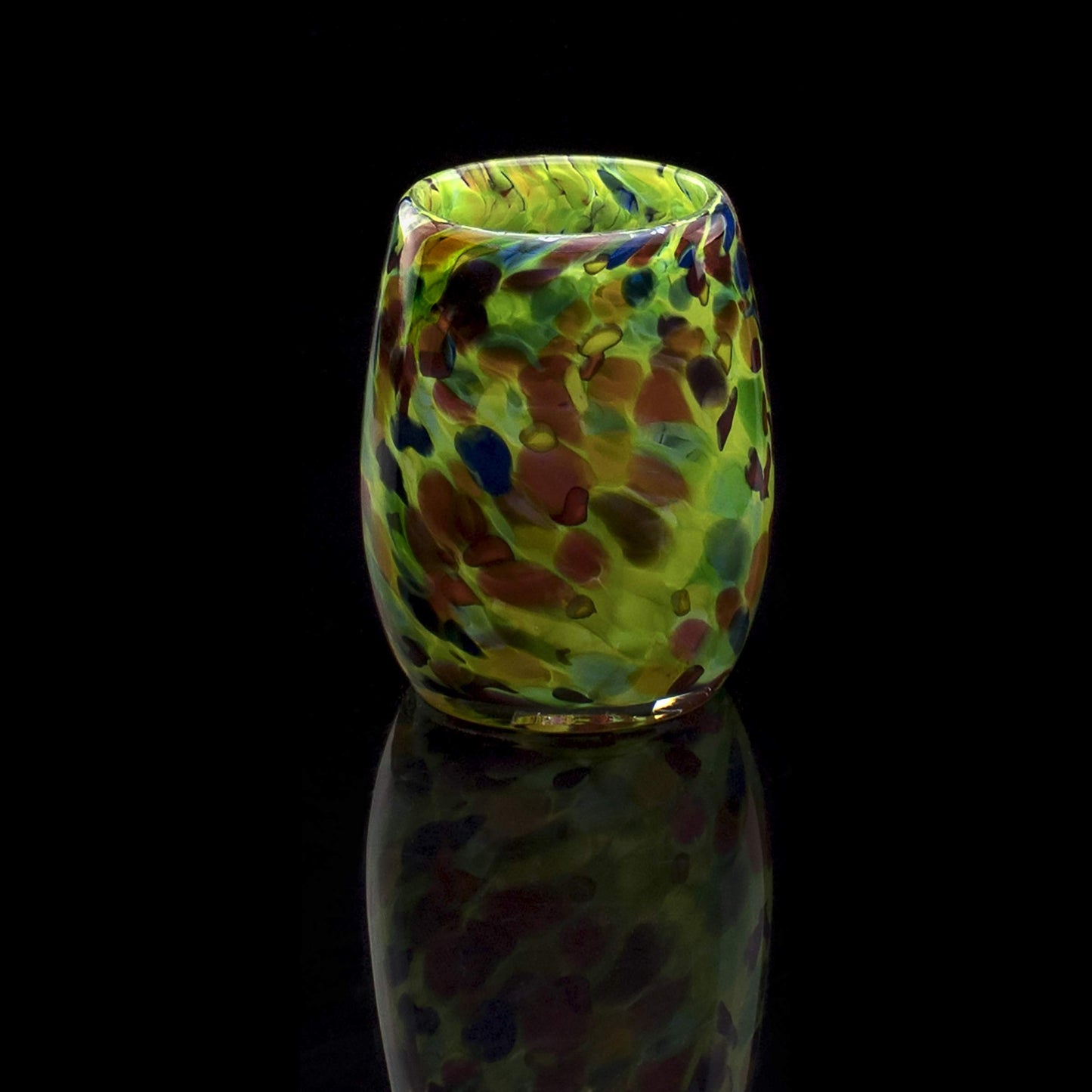 Totally Blown Glassworks Votive Candle Holder, Tea-Light, Handmade Blown Glass, Accent Vase, Centerpiece, Home Decor, Artist Dehanna Jones, Seattle, WA. (Green MM Enchanted Forest)