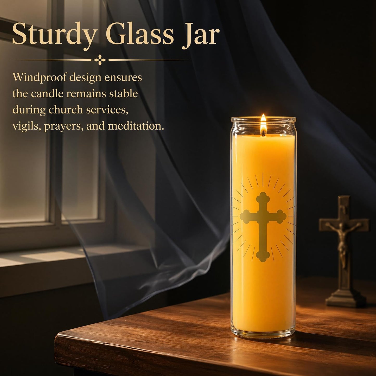ARQRHTLY 6 Pcs Beeswax Prayer Candles 7 Day Devotional Candle in Glass 100 Hours Long Burn Time Religious Catholic Christian Spiritual Decor for Memorials Vigil Church Home Altar Bless Novena