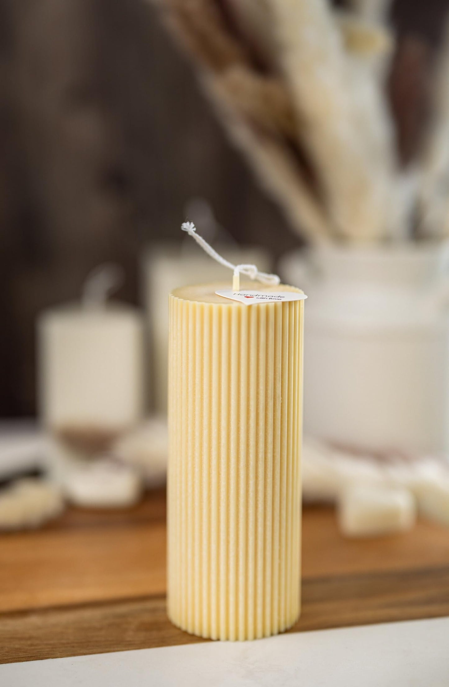 Large Ribbed Thick Pillar Candle/Scented/Birthday Gift/Wedding Decor/Soy Candle/Home Decor (Green)
