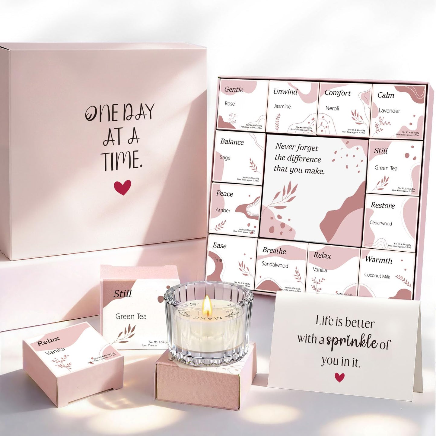 TUZELIYA Candle Gifts for Women, 12 Pack Secret Message Candles with 12 Scents, Birthday Gifts for Women, GirlfriendGifts for Her, Scented Tealight Candle Set with Gift Box & Card