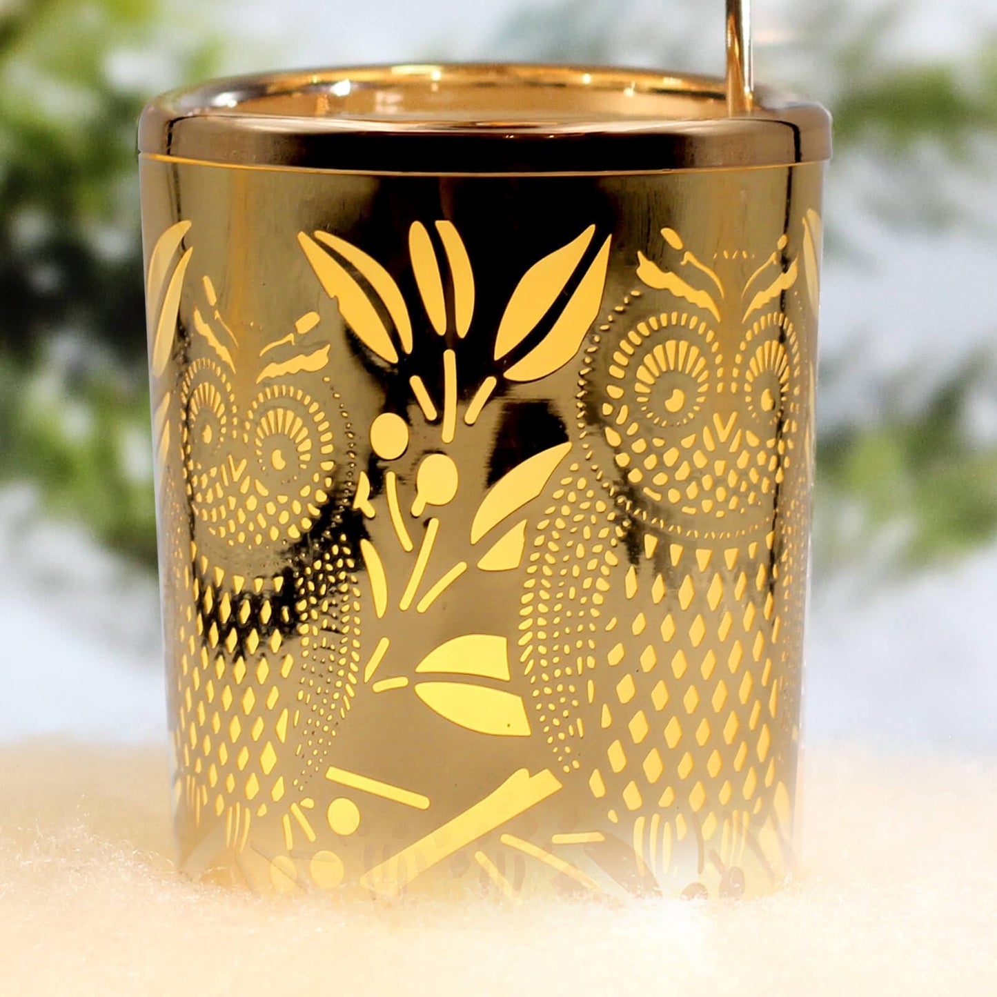 iLajao Candle Carousel Rotary Candle Holder Christmas Carousel Spinning Tealight Candleholder Christmas Decoration Centerpieces for Tables Valentine Easter (Golden Owl)