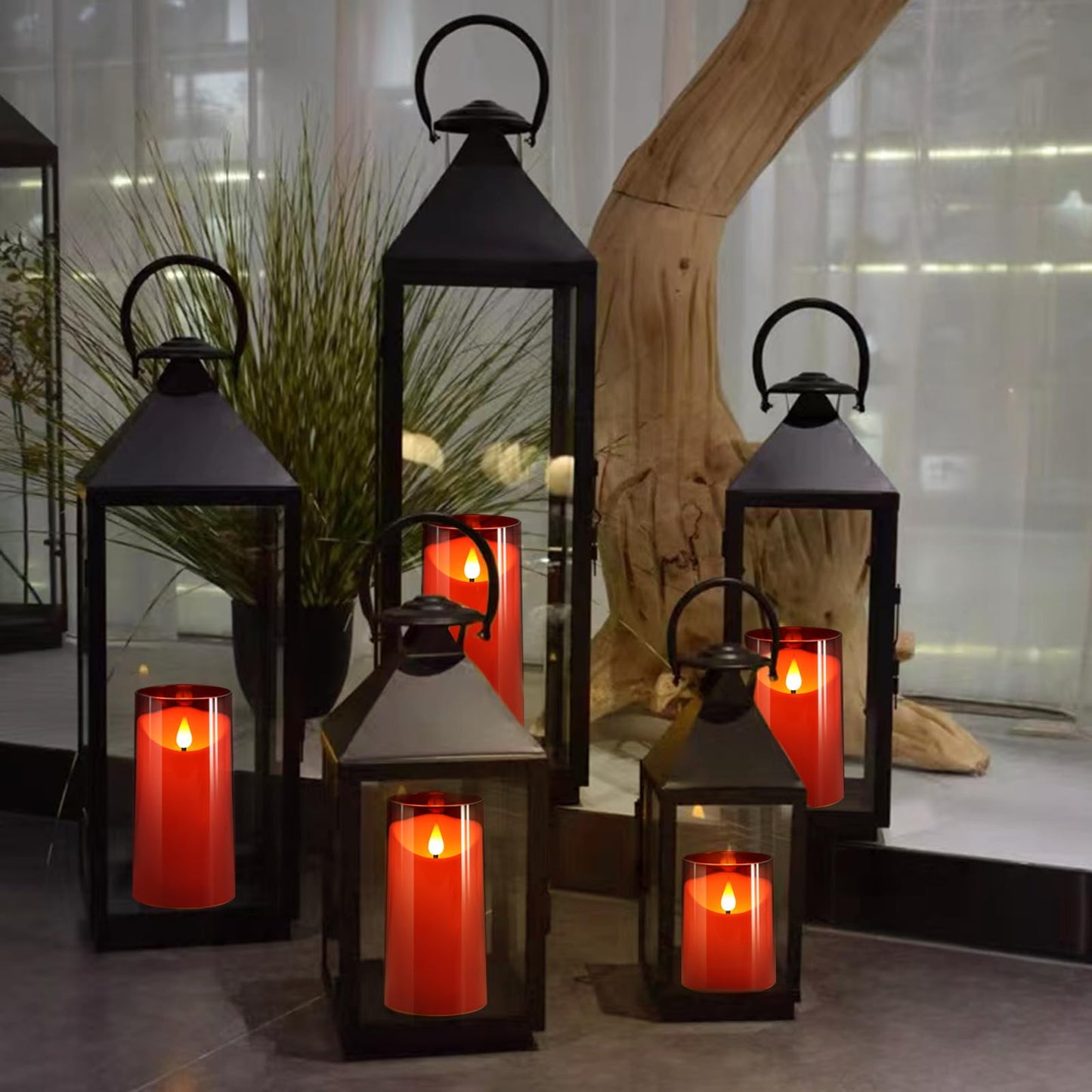 NURADA Flameless Candles with Remote Timer: 3D Wick Battery Operated Led Pillar Fake Candle Set for Wedding Birthday Christmas Decorations - Red 2 Pack