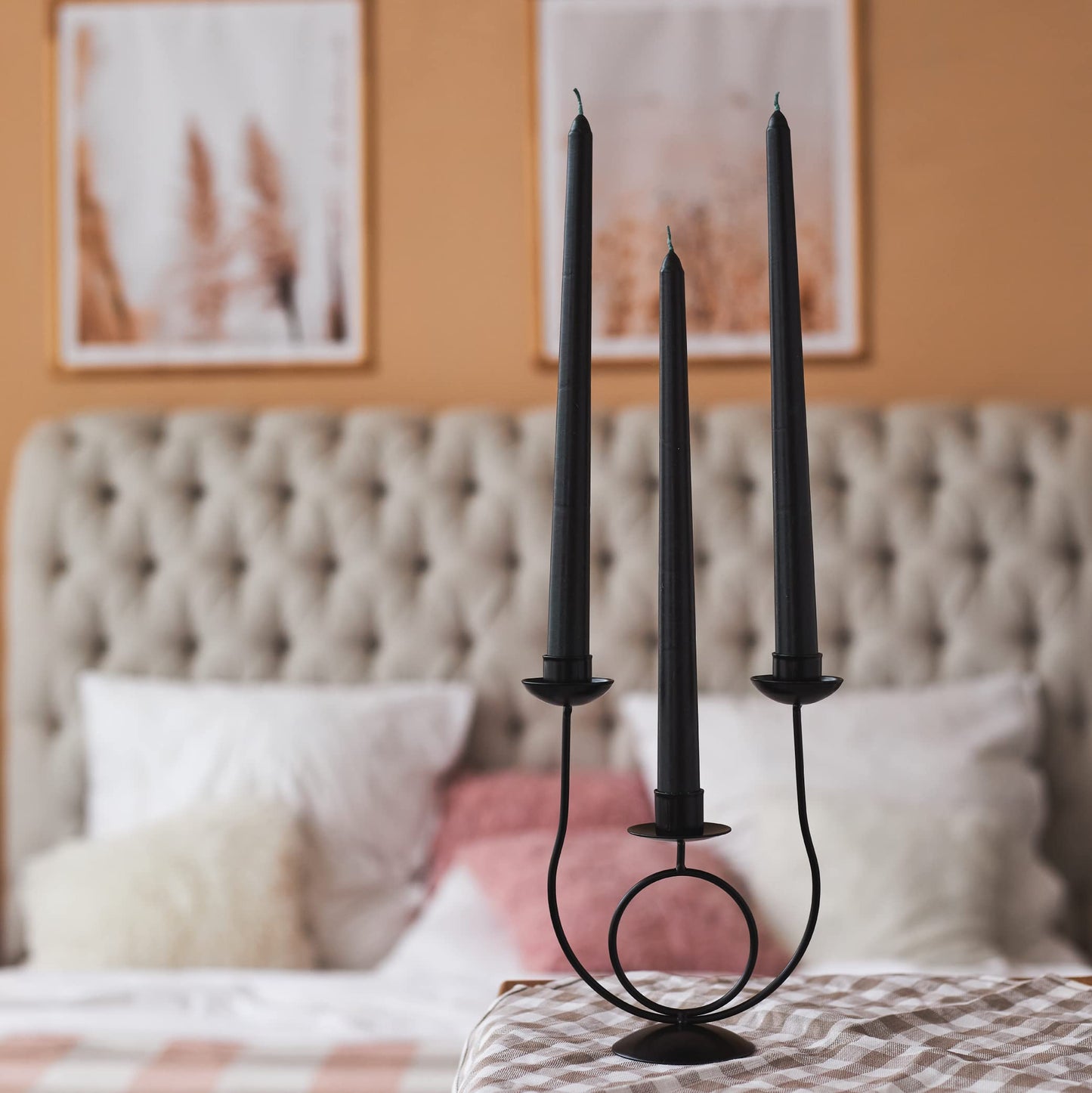 SONEDLY 10 inch Taper Candles 4 Pack - Long Burning Dripless and Smokeless - Ideal for Halloween and Witchcraft - 8-Hour Coal Black Candlesticks