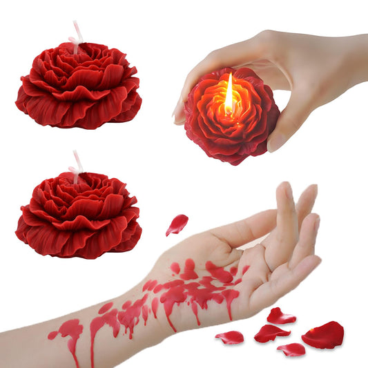 118.4°F 2 Pcs Low Temperature Candles Peony Flower Shaped Scented Candles Low Heat Body Safe Candles Wax Play for Couples Date Night (2, Wine red)