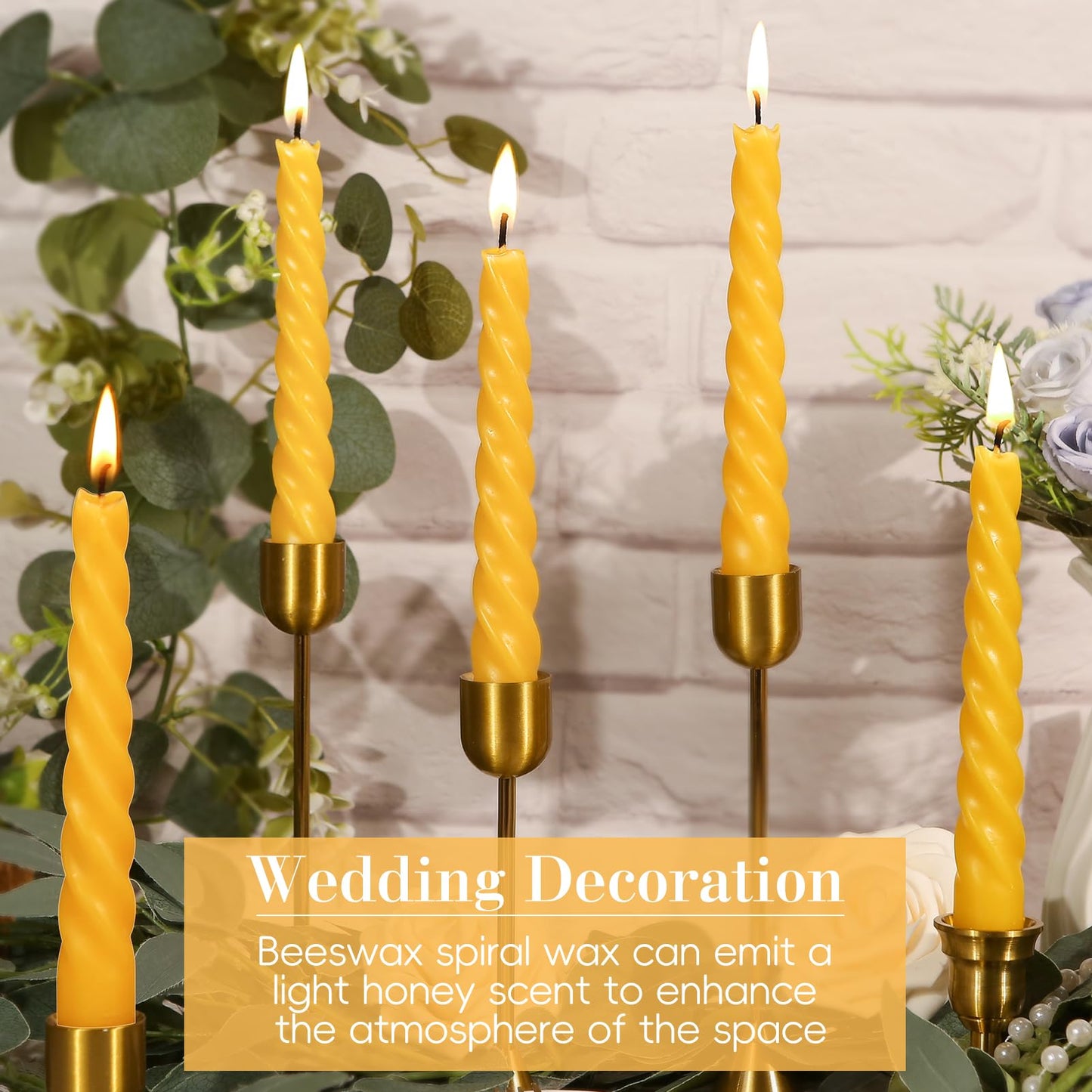 16 Pack Beeswax Taper Candles 7 inch Spiral Beeswax Candles 7 Hours Burning Natural Pure Bees Wax Candlesticks Unscented Smokeless Yellow Bees Wax Candles for Home Prayer