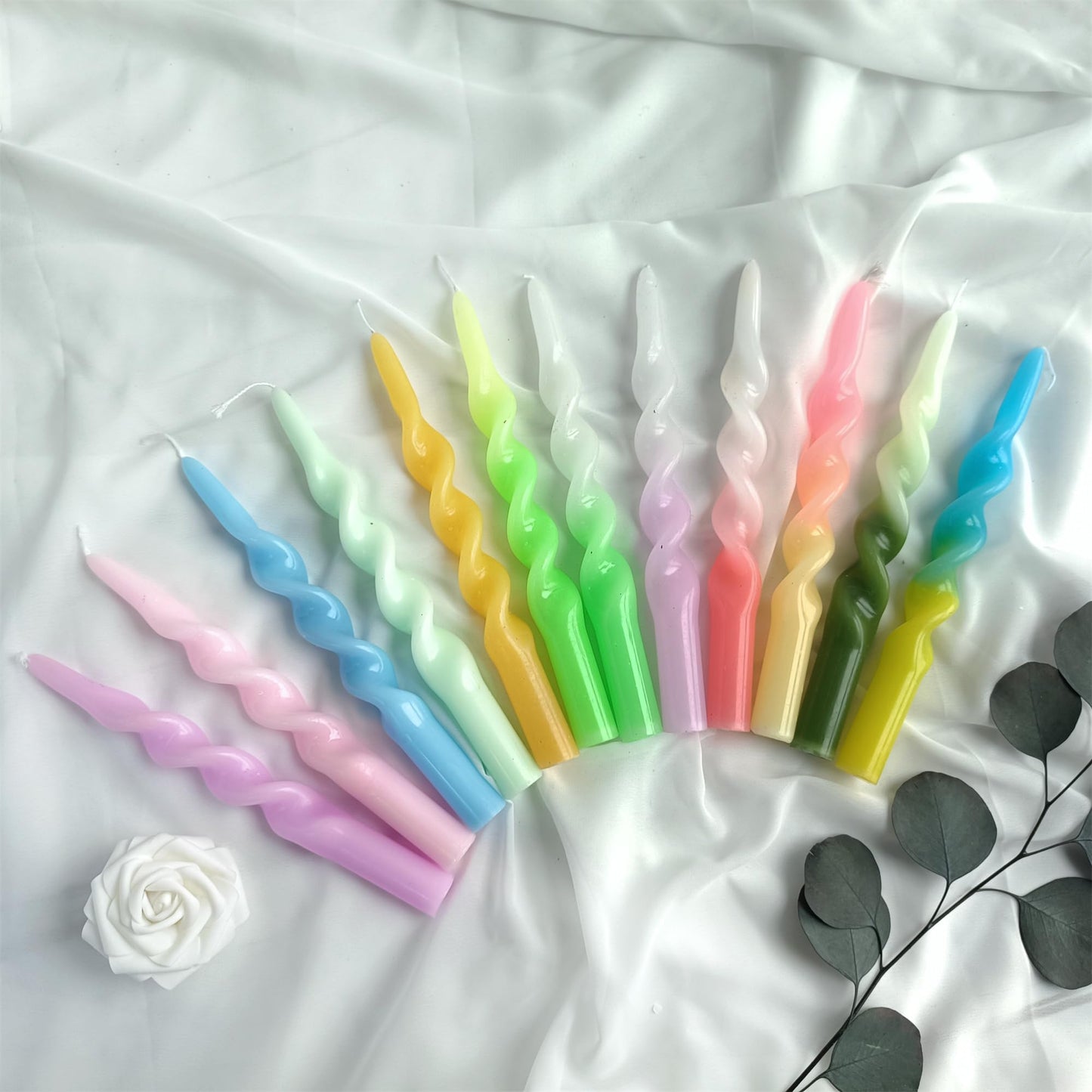 Long Taper Candle Beeswax Candlestick,Gedengni Handcrafted Bees Wax Spiral Candles Scented Tapered Candle Twisted Candlesticks Wedding Home Dinner Wedding Party Decor,1D-Beeswax