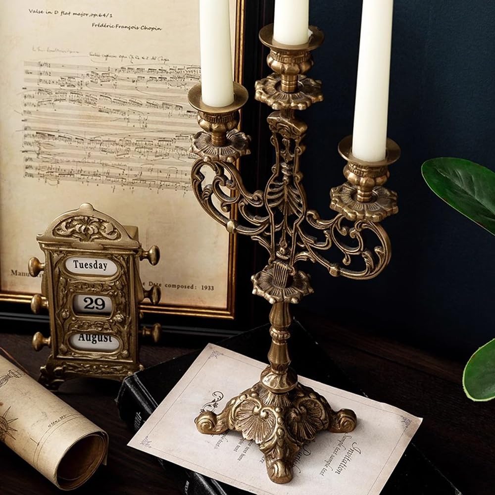 3-Candle Candlesticks Holder, Candle Holder for Wedding Table Centerpieces Metal Candle Stick Holders Fireplace Mantle Decor