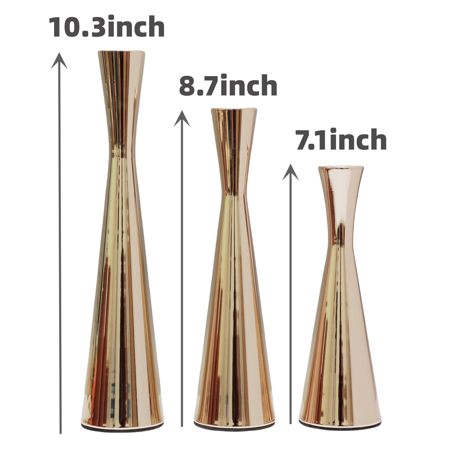Taper Candle Holders Metal Candlestick Holders Set of 3 Table Mantel Decorative Candle Stand for Dinning,Party，Wedding,Home Decor(Gold)