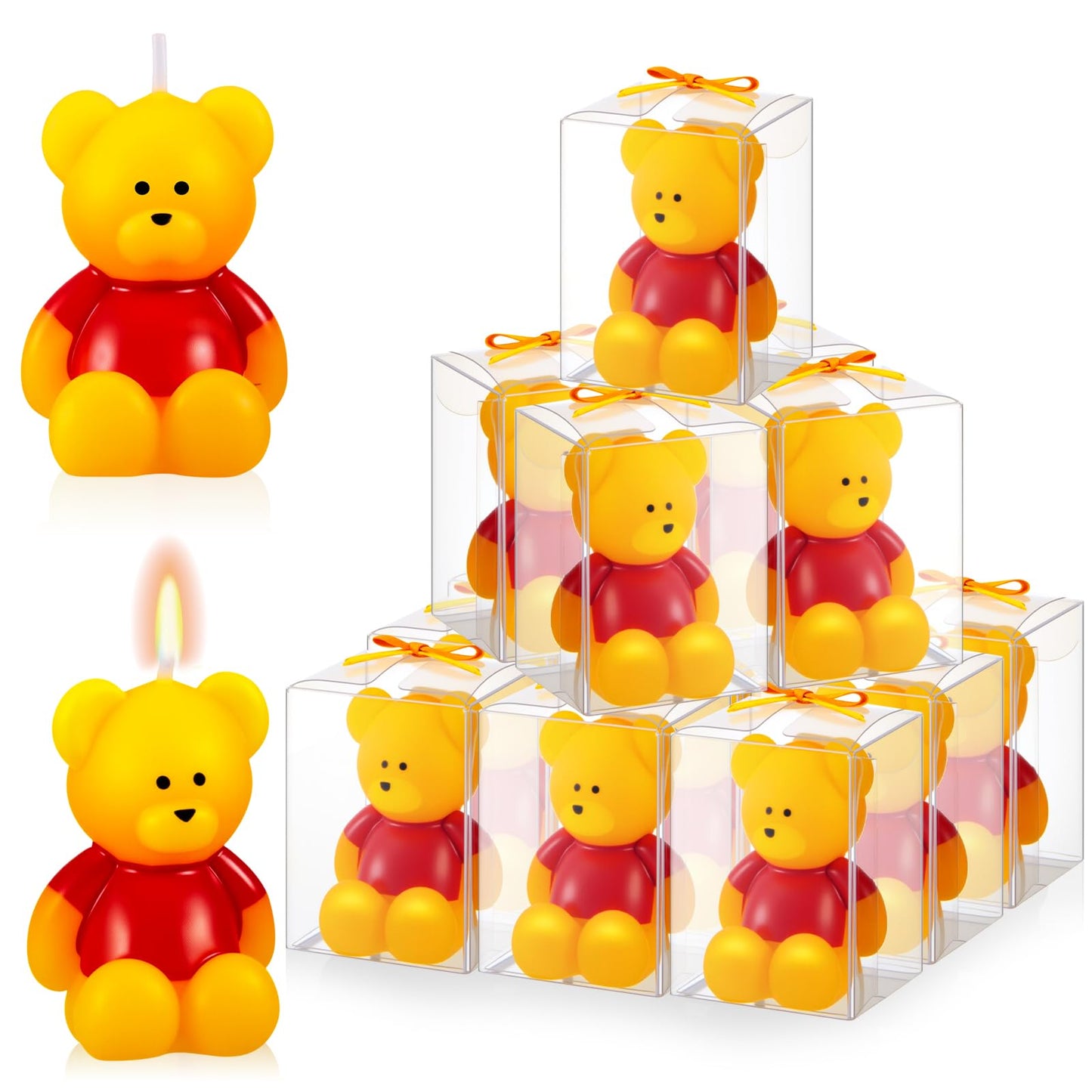 Dansib 15 Pcs Bear Baby Shower Candle Favors for Guest Bear Party Favors Baby Shower Candles Bulk for Gifts Party Decorations (Yellow)