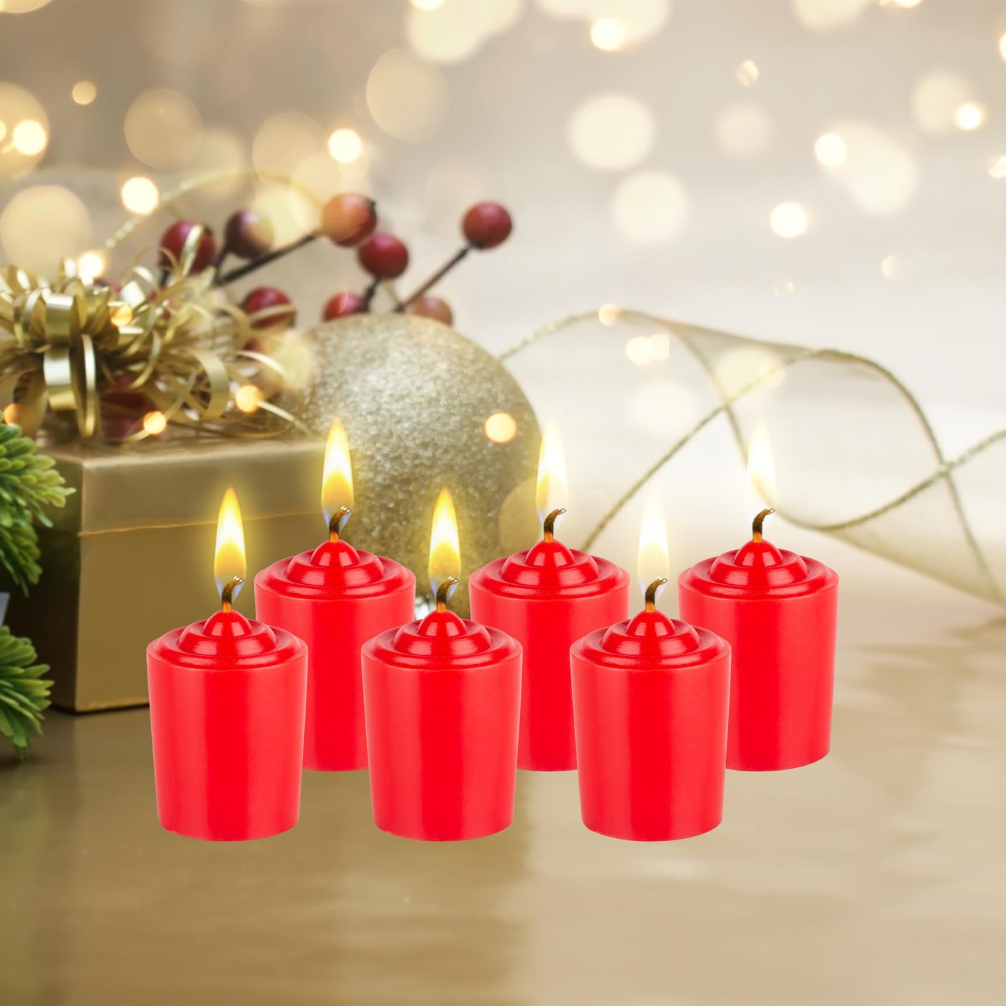 Mega Candles 12 pcs Unscented Red Votive Candles, Hand Poured Wax Candle 15 Hours 1.5 Inch x 2.25 Inch, Home Décor, Wedding Receptions, Centerpieces, Occasions, Events, Meditations, Holders