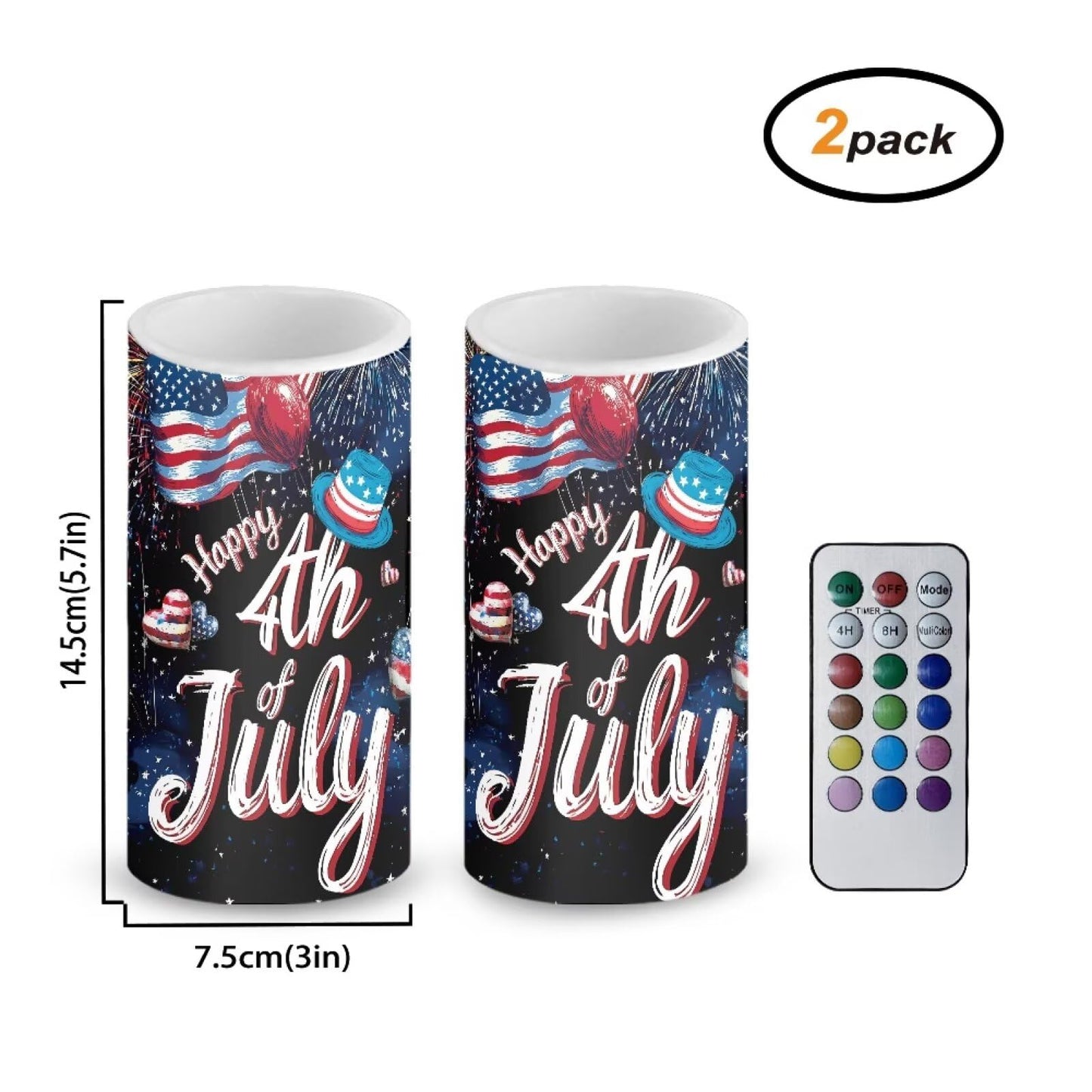 Luarisgur Happy 4th of July Flameless Candles with Remote American Flag LED Candles Battery Operated Electric Candles Flickering Warm Light for Home Bedroom Living Room Patriotic Decoration