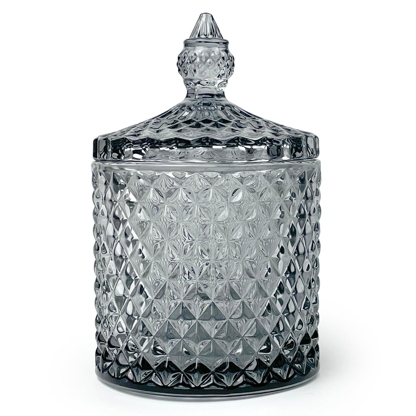 YILUSHENGHUA Colorful Glass Jar With Lid,Cute Candle Cup,Candy Dish,Candy Cookie Jars,Jewelry Box,Decorative Jar(Gray)